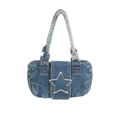Cyflymder New Fashion Women's Tote Bag Trend Brand Denim Embroidery Crossbody Bag Classic Elegant Shoulder Bag Designer Luxury Handbag