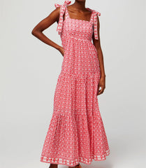 Cyflymder Women's Tie Shoulder Strap Dress Fashion Print Sleeveless Backless Long Flowy Dress for Summer Holiday Beach Sundress