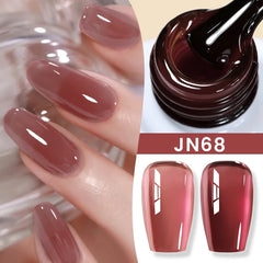 Cyflymder 10ml Jelly Nude Gel Nail Polish Crystal Translucent Coffee Soak Off Semi-Permanent Varnish Base Top Coat Manicure