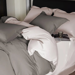 Cyflymder Reversible Sateen Premium Bedding Set Silky Soft Long-Staple Cotton Single Double Super King Duvet Cover Bedsheet Pillowcases