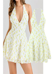 Cyflymder Sweet Lemon Floral Print Chiffon ter Ne Dr Ele Sexy lectual ort Skirt Trendy High Waist Street