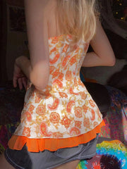 Cyflymder Holiday Floral Mesh Halter Top See Through Slim Deep V-Neck Sleeveless Tank Tops Women Summer Fashion Streetwear