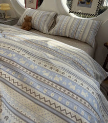 Cyflymder Cute cartoon blue dog house stripe bedding set teen,twin full queen lovely cotton home textile sheet pillow case quilt cover