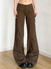 Cyflymder Brown Wide Leg Women's Jeans Y2K Grunge Style Low Rise Baggy Denim Pants Vintage Retro Casual Streetwear Korean Fashion Trousers