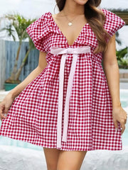 Cyflymder Women s Casual Sleeveless Floral Print A-Line Dress with Pockets and V-Neckline for Summer Beach Party Wear