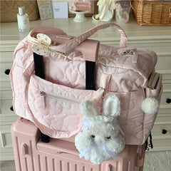 Cyflymder Heart Print Large Capacity Tote Bag Women Sweet Cute Pink Shoulder Bag Ladies Commuter Travel Portable Handbag 2025 New
