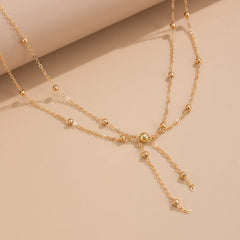 Cyflymder Double Layer Thin Chain Body Necklace Women Fashion Sexy Fringe Waist Bead Chain Versatile Metallic Jewelry