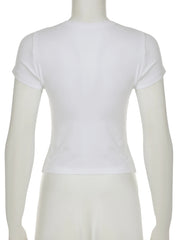 Cyflymder Holiday Casual Printed T Shirt Beach Style Slim O-Neck Short Sleeve Tees Women Summer Fashion Streetwear Ladies