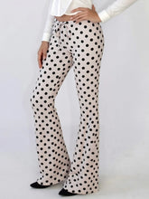 Cyflymder Women s Polka Dot Print Drawstring Flare Leg Trousers with Low Waist Design Perfect for Any Season and Occasion