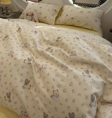 Cyflymder Cute cartoon dog flower bedding set teen 1.2 1.5 1.8,twin full queen lovely cotton home textile sheet pillow case quilt cover