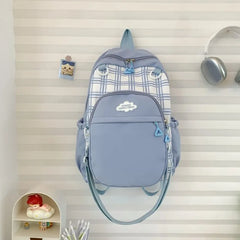 Cyflymder Y2k Aesthetic Contrast Color Plaid Schoolbags Women Preppy Kawaii All Match Ita Bags Transparent High-capacity Student Backpacks