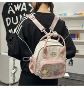 Cyflymder Transparent Fashion Preppy Mini Backpacks Sweet Kawaii Star Print Ita Bags Y2k Aesthetic Students Casual Travel Schoolbags Women
