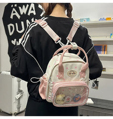 Cyflymder Transparent Fashion Preppy Mini Backpacks Sweet Kawaii Star Print Ita Bags Y2k Aesthetic Students Casual Travel Schoolbags Women