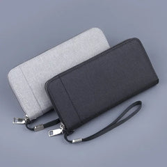 Cyflymder Men Long Purse Simple Canvas Zipper Wallet Cellphone Handbag Business Multi Card Holder Male Wallet Case Money Card Bags