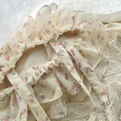 Cyflymder Fashion Girls Sweet Flower Print Handbags Y2k Aesthetic Chic Ruffled Pleated Shoulder Bags Japanese Ins Women Fairy Underarm Bag