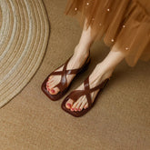 Cyflymder Tight Strip Design Women's Sandals Open Toe Low Heels Sandals Summer Ankle Strap Women Shoes Fashion Square-toed Shoes 678