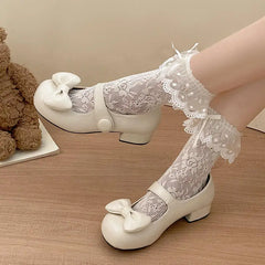 Cyflymder Lovely Big Bowknot Low Heel Mary Jane Shoes Women Autumn Comfortable Thick Heel Japanese Jk Shoes Pumps Women Lolita Shoes