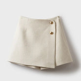 Cyflymder Autumn Winter Patchwork Zipper A-line Shorts Solid High Waist Button A-line Wide Leg Pants Skirt Fashion Casual Women Clothing