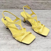 Cyflymder Women's Sandals 2025 Sexy Square Toe Buckle High Heels Basic Casual Party Pumps Women's Fashion Summer Sandals 35--42 Sizes