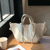 Cyflymder Korean version of soft pu leather wing totes bag new solid color shoulder bag for women large capacity commuting hand bags