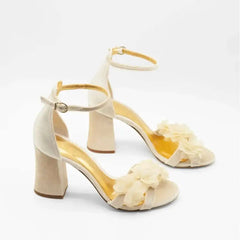 Cyflymder New Floral Sandals High Heels Shoes Women Wedding Party Shoes