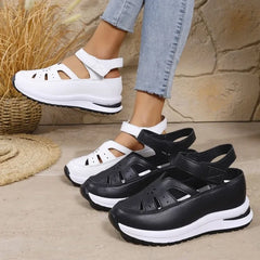 Cyflymder Women's Shoes 2025 Hot Sale Closed Toe Women's Sandals Casual Rome Sandals Women Hollow Platform Wedges Plus Size Shoes Female