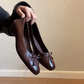 Cyflymder Retro Bow Round Toe Loafers Shoes Women Shallow Mouth Spring New Item Niche Soft Soled Women's Singles Shoes