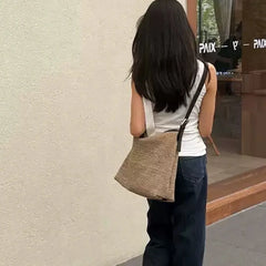 Cyflymder Women's Large Capacity Woven Leather Tote Bag Vacation Casual Aesthetic Daily Beach Shoulder Bag Summer New Handbags