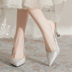 Cyflymder new bow crystal one-strap banquet socialite stiletto high heels Rhinestone sandals women shoes high heels