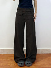 Cyflymder 90s Retro Button-up Striped Pants Women Low Rise Loose Wid-leg Casual Pants for Summer Streetwear y2k Aesthetic Trousers