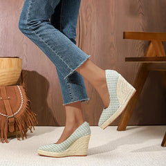 Cyflymder Casual Woman Shoe Pointed Toe Shallow Mouth Clogs Platform Female Footwear Autumn Creepers Dress Fall Summer Classics Fabric Lac