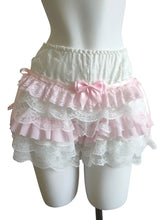 Cyflymder Cute Shorts Women Summer Bow Decoration Pink Lace Patchwork Elastic Waist Lolita Multilayer Bottoming Shorts for Sweet Girls