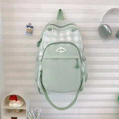 Cyflymder Y2k Aesthetic Contrast Color Plaid Schoolbags Women Preppy Kawaii All Match Ita Bags Transparent High-capacity Student Backpacks