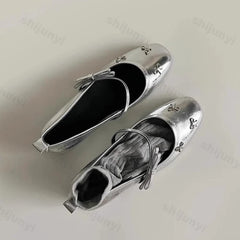 Cyflymder Women Leather Shoes 2025 Autumn New Fashion Bow Knot Luxury Mary Jane Shoes Lightweight Comfortable Slip Om Outdoor Casual Shoes