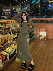 Cyflymder Extra Large Size Retro Star Print Hooded Dr Spicy Girl Sle Women's Faion for plus Size 200 Pou Winter Collection