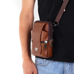 Cyflymder New Practical Fashion Men's Leather Waist Bag Multifunction Fanny Pack, Large Capacity Belt with Shoulder Strap