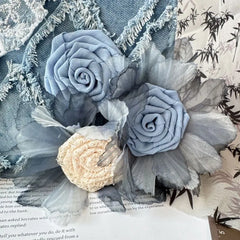 Cyflymder Fairycore Blue Denim Tote Bag Women Chinese Style Lace Chic Y2k Hand Bag Female Harajuku Wallet Crossbody Bags Aesthetic