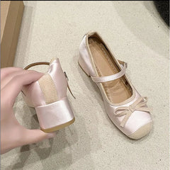 Cyflymder Shallow Mouth Female Shoes Autumn Soft Black Flats Ballet New Dress Fall Summer Med Flower Rubber Hoof Hee