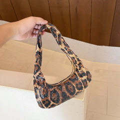 Cyflymder Sequin Leopard Print Evening Clutch for Women Stylish Underarm Hobo Bag Lady Shoulder Handbags for Parties and Casual Outings