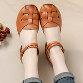 Cyflymder Breathable Leather Upgraded Version Mom Shoes Mid Heel Soft Bottom Sandals Women Thick Heel Genuine Leather Footwear