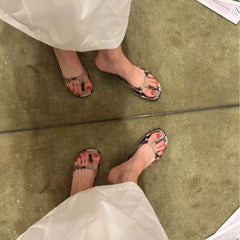 Cyflymder Women Snake Print Kitten Heel Slide Sandals Summer Square Toe Flip Flops Elegant Thin Strap Mule Slippers Outdoor Party Dress Pu