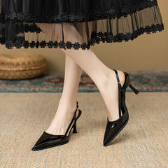 Cyflymder High Heel Shoes Fashion Slip-on Women's Pumps Summer Solid Office and Career Sexy Pointed Toe Heeled Sandals