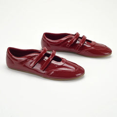 Cyflymder Ballet Flats Red Shoes for Women Comfortable Pu Leather Casual Streetwear Flats Designer Shoes Spring Autumn Shallow Loafers