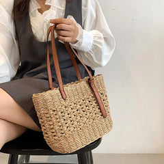 Cyflymder Trendy Straw Weave Bag for Women 2025 Summer Brand Designer Female Handbags Luxury Shoulder Bag Fashion Beach Basket Simple Bag