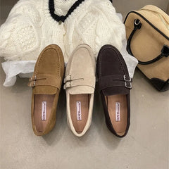 Cyflymder Retro French Style Smooth Leather Flats Women's Single Shoes Autumn Collection Comfortable Casual Loafers For Ladies