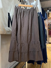 Cyflymder Brown Lace Trim Long Skirts Women New Cotton Drawstring High Waist Preppy Style Faldas Female Classic Vintage Sweet A-line Skirt