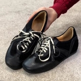 Cyflymder Leisure Sports Single Shoes Summer New Round Head Deep Mouth Color Matching Before Lacing Soft Sole Non-slip Flat Shoes,35-40