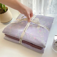 Cyflymder Grade-A Double-Layer Yarn Pure Cotton Bedding Set Single Double High-Quality Bedsheet Kit Skin Friendly Ultra Soft Quilt Set