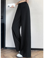 Cyflymder Lace Patchwork Suit Wide Leg Pant Women Elegant Sweet Loose High Waist Trousers Korean Fashion Casual Lady Ice Silk Pants