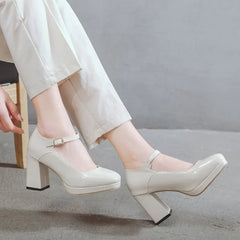 Cyflymder Woman Pumps Square High Heels Platform Heel for Women Summer Mary Jane Shoe Black Heels Women's Shoes Sandals Brown